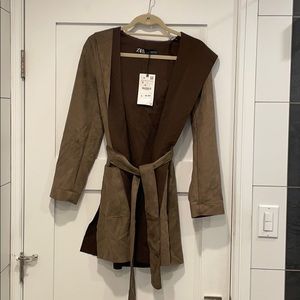 Zara Faux  suede hooded coat